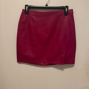 Pink leather skirt